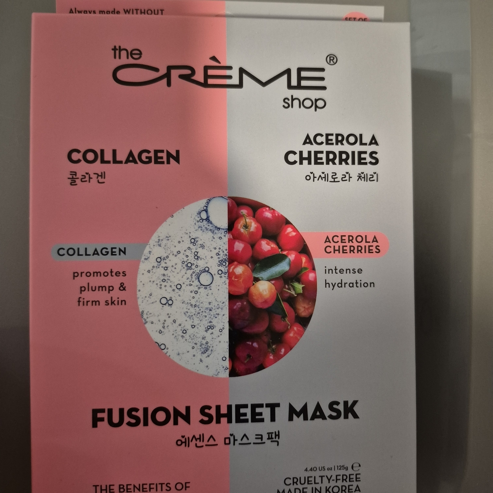 The Crème Shop Collagen + Acerola Cherries Fusion Sheet Mask — Pink & White
